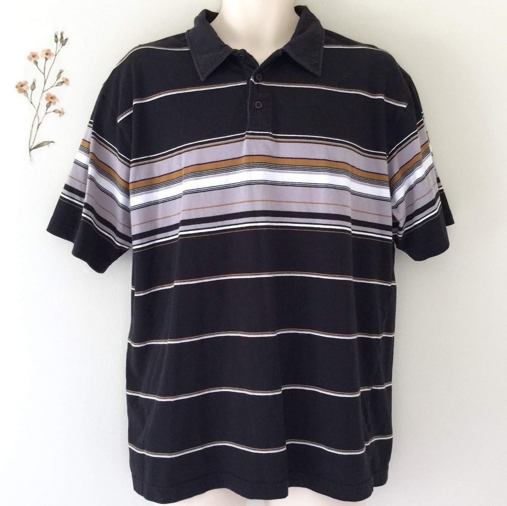 5/$25 Men's Polo Tee. Short sleeve,  striped. Size Large